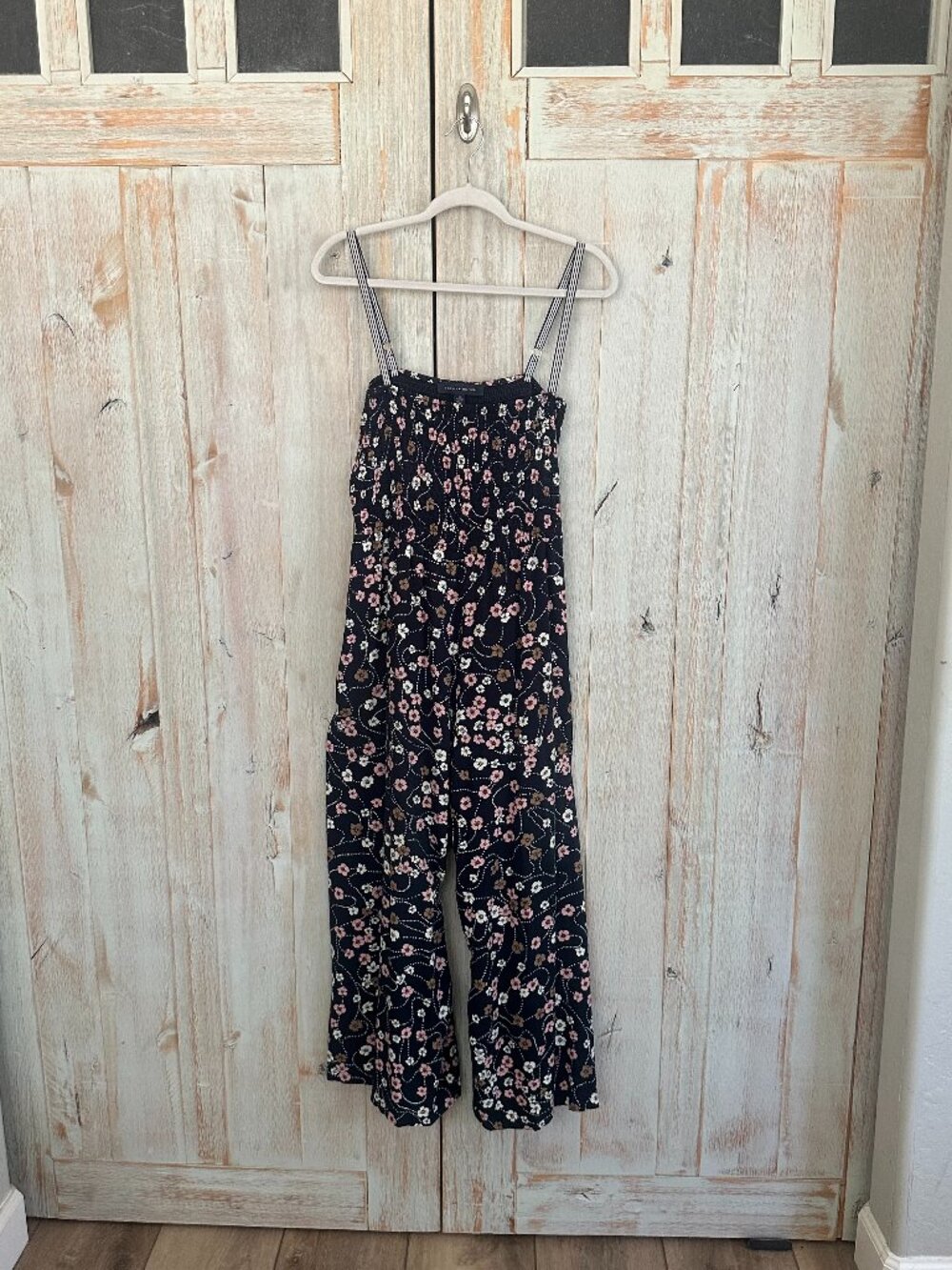 Tommy Hilfiger Smocked Navy Blue Floral Romper Size XL